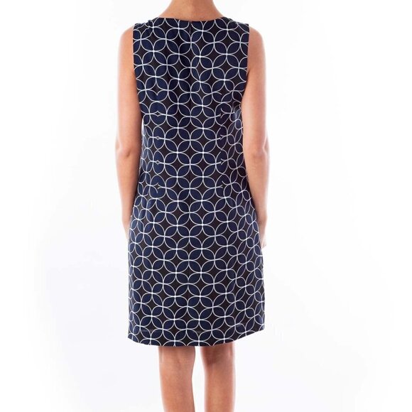 Ann Taylor Navy & Black Circle Print Shift Dress - Picture 3 of 3